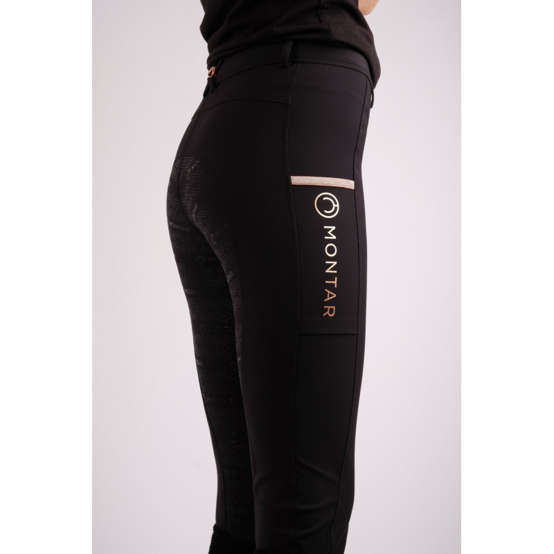 MONTAR Millie Junior rosegold adjustable breeches - black, Fullgrip