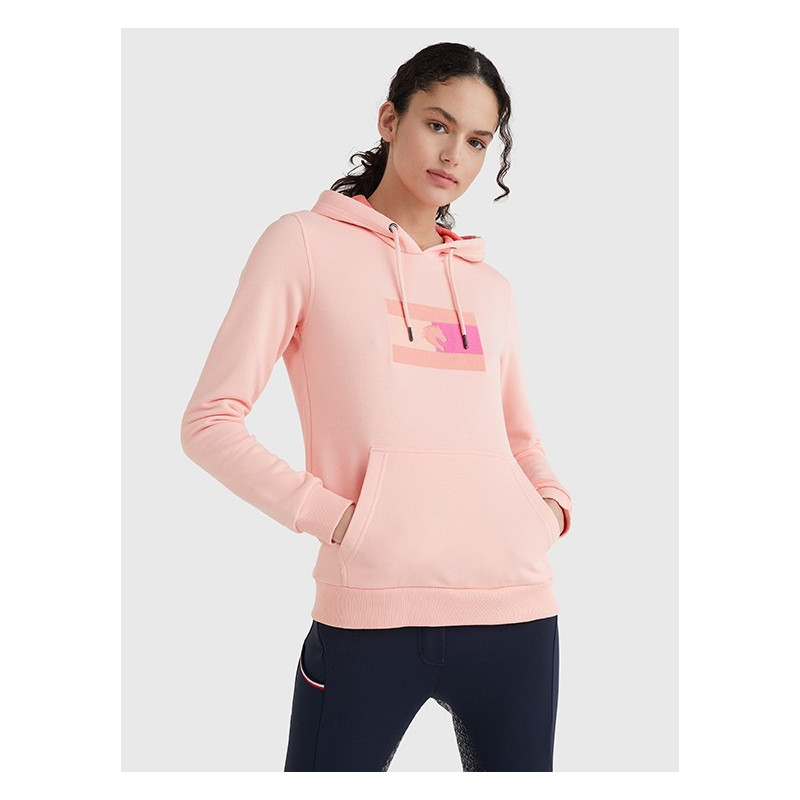 TOMMY EQUESTRIAN HOODIE WITH LOGO APPLICATION STYLE SUNSET PEACH