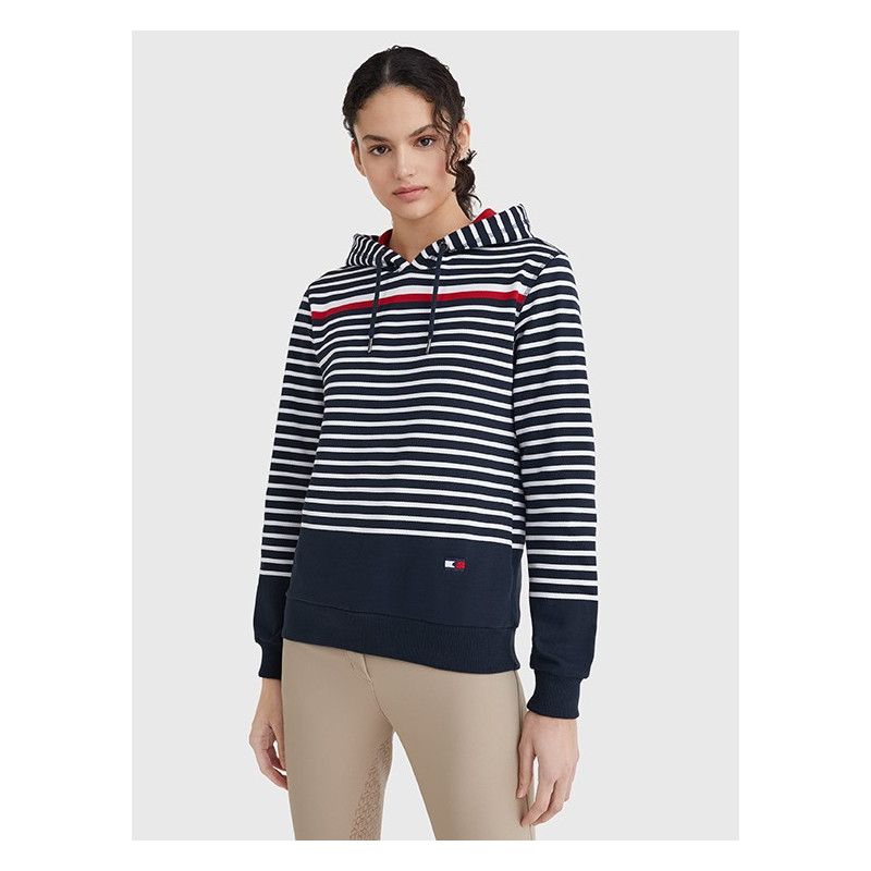 TOMMY EQUESTRIAN HOODIE STRIPED STYLE DESERT SKY