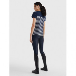 TOMMY EQUESTRIAN ROUND NECK T-SHIRT PARTIALLY STRIPED STYLE DESERT SKY